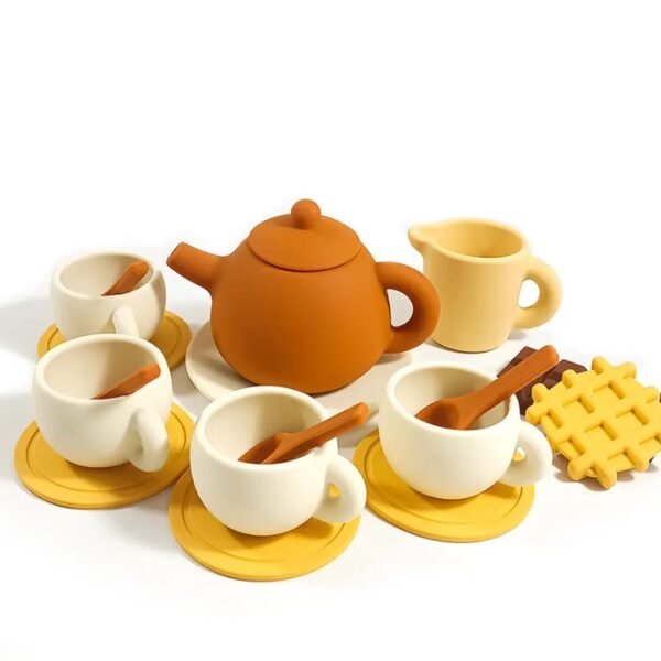 Juego Te silicona con chocolate y waffle